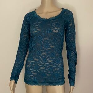 Victoria’s Secret Moda International Sheer Stretch Lace V Neck Top